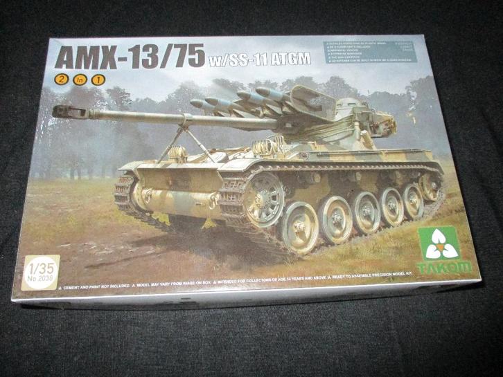 D-84,TAKOM 1-35,NO,2038,French Light Tank AMX-13/75 w/SS-11, Hobby en Vrije tijd, Modelbouw | Auto's en Voertuigen, Nieuw, Overige typen