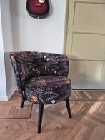 Leuke stoel met print - Doe een bod!, Huis en Inrichting, Gebruikt, Zwart, Vintage, Ophalen of Verzenden
