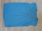 Blauwe mouwloze viscose top, versiering langs ronde hals, mt, Blauw, Maat 42/44 (L), Ophalen of Verzenden, Zo goed als nieuw