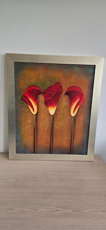 Schilderij met Rode Bloemen beschikbaar voor biedingen
