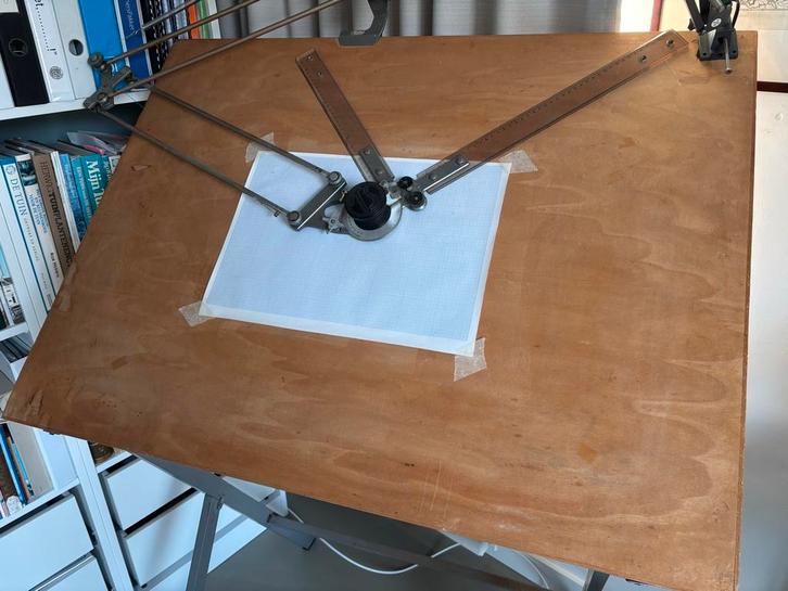 Vintage Tekentafel met Lamp & Kruk, Doe-het-zelf en Verbouw, Tekentafels, Ophalen of Verzenden