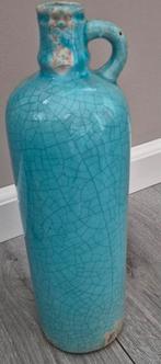 Turquoise Vaas met Craquelé, Huis en Inrichting, Ophalen, Blauw, Aardewerk of Porselein, Zo goed als nieuw
