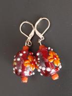 Lampwork oorbellen met verzilverde oorhaakjes #36855, Verzenden, Zo goed als nieuw, Zilver, Overige materialen