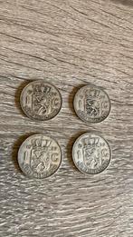 Zilveren Guldens 1955 (4x) zilver, Postzegels en Munten, Munten | Nederland, 1 gulden, Koningin Juliana, Zilver, Verzenden