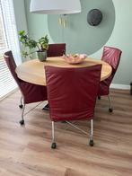 Montis Chaplin (eet)stoelen, aubergine leren bekleding, 4 x, Huis en Inrichting, Stoelen, Ophalen, Gebruikt, Overige kleuren, Leer