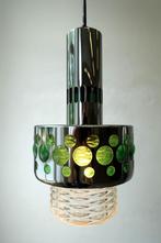 Vintage hanglamp Space Age chroom groen, Kunststof, Gebruikt, Vintage Space Age retro hanglamp, Ophalen of Verzenden