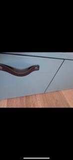 Groene Ladekast met Leren Handgrepen woood basic label, Huis en Inrichting, Ophalen, Gebruikt, 1 of 2 laden, 50 tot 100 cm