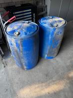 2 blauwe tonnen, Tuin en Terras, Regentonnen, 75 tot 150 liter, Ophalen, Gebruikt, Kunststof
