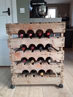 Landelijk rustiek wijnrek / wijn trolley / wijnkast, Ophalen, Zo goed als nieuw, Metaal, 75 cm of meer