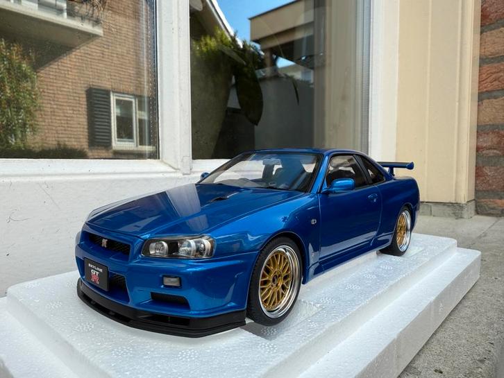 1:18 Nissan Skyline GT-R R34 BBS Bayside Blue Autoart 77409, Hobby en Vrije tijd, Modelauto's | 1:18, Nieuw, Auto, Autoart, Ophalen of Verzenden