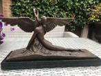 elegant bronzen art d sculptuur vrouw Leda en zwaan, Antiek en Kunst, Ophalen of Verzenden