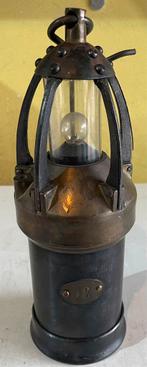 Zware oude mijnlamp hoog 28cm diameter 9.5 Cm, Ophalen of Verzenden