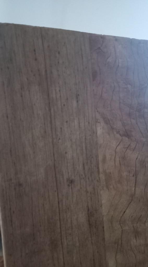 Oud eiken salontafel met metaal beslag @DOC61, Huis en Inrichting, Tafels | Salontafels, Zo goed als nieuw, Minder dan 50 cm, 50 tot 100 cm