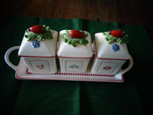 Villeroy & Boch Petite Fleur Charm plateau en potjes, Huis en Inrichting, Keuken | Servies, Zo goed als nieuw, Overige typen, Overige stijlen