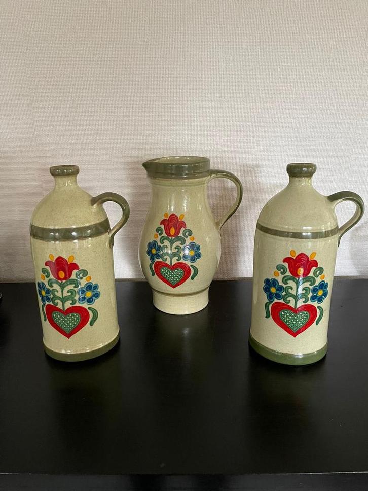 3x Jasba Keramiek Kruik/Vaas - West-Duits Boho Vintage, Antiek en Kunst, Antiek | Keramiek en Aardewerk, Ophalen of Verzenden
