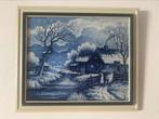 Porceleyne Fles Grote tegel 1984 Delfts Blauw ingelijst, Antiek en Kunst, Ophalen of Verzenden