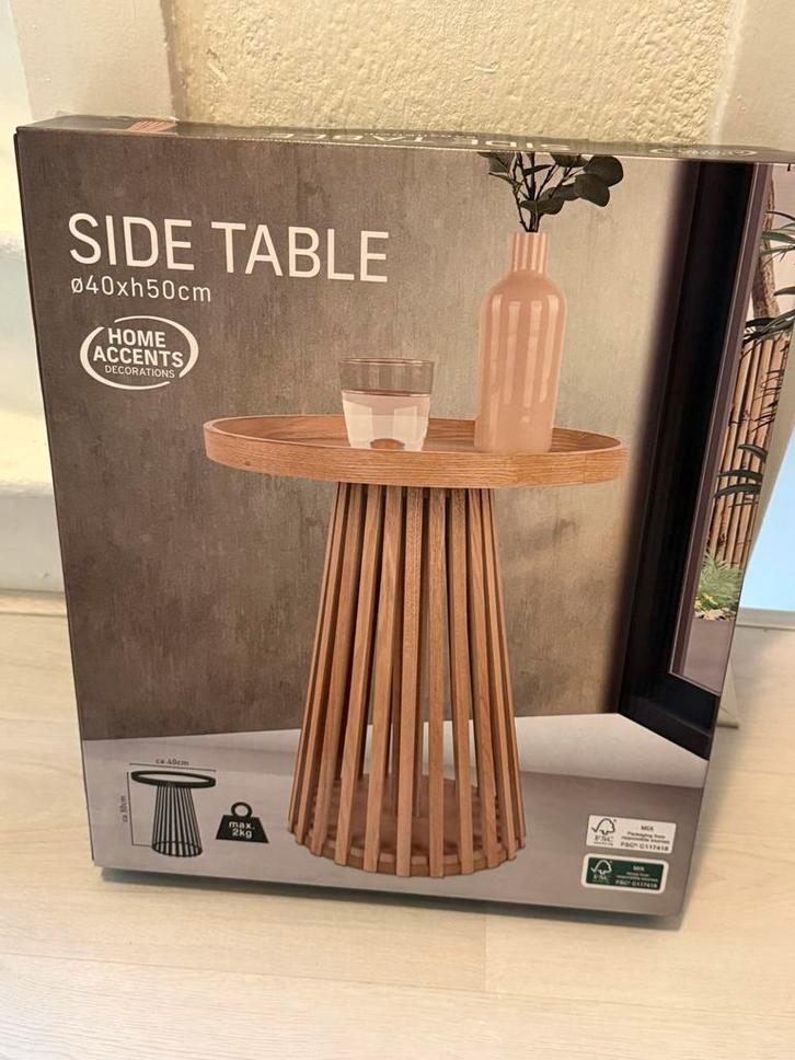 Nieuwe bijzettafel in doos - Home Accents, Huis en Inrichting, Tafels | Bijzettafels, Nieuw, Rond, 45 tot 60 cm, Minder dan 55 cm