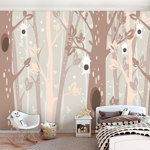 Gekleurde bomen vlies fotobehang, babykamer kinderkamer, Kinderen en Baby's, Kinderkamer | Inrichting en Decoratie, Nieuw, Wanddecoratie