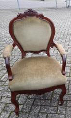 Antieke.barok fauteuile op wieltjes, Huis en Inrichting, Fauteuils, Ophalen, Zo goed als nieuw, 75 tot 100 cm