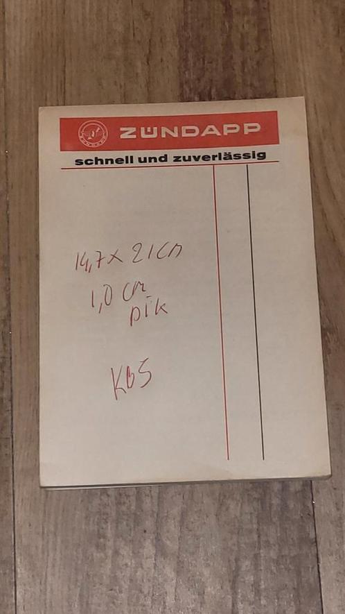 Zundapp notitieblok Duits in nette staat 5, Fietsen en Brommers, Handleidingen en Instructieboekjes, Zo goed als nieuw, Verzenden
