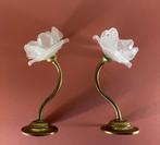 Set antieke Franse messing wandlampen gematteerd lampglas, Antiek en Kunst, Ophalen of Verzenden