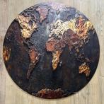 Muurcirkel forex 90x90 cm - Wereldkaart in reliëflook, Nieuw, Ophalen of Verzenden, Info@demuurdecoratie.nl, 9076KA
