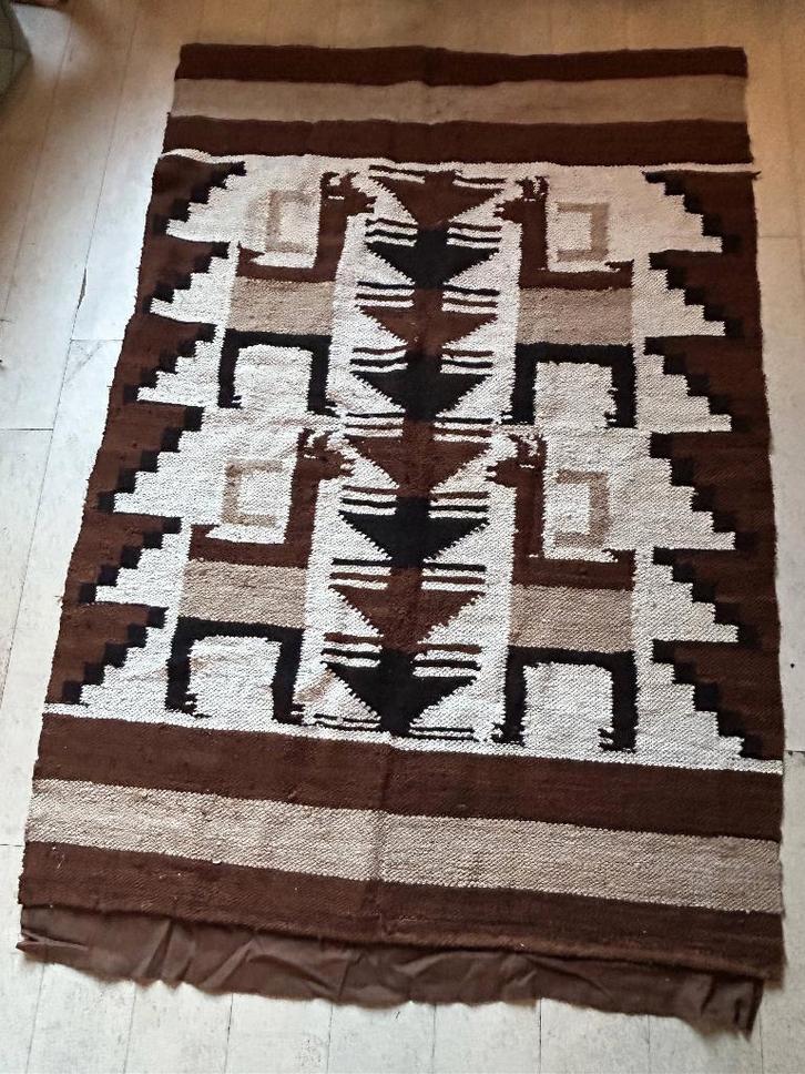 Groot handgemaakt wollen wandkleed met lama's uit Peru, Huis en Inrichting, Woonaccessoires | Wanddecoraties, Zo goed als nieuw