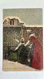 Tulpkaart. Moeder en kind in sneeuw voor poort van Amsterdam, Ophalen of Verzenden, Voor 1920, Ongelopen, Overige thema's