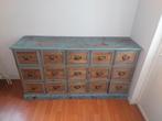 Apothekerskast 15 lades xenos natural blauw, Ophalen, Gebruikt, 100 tot 150 cm, Vintage