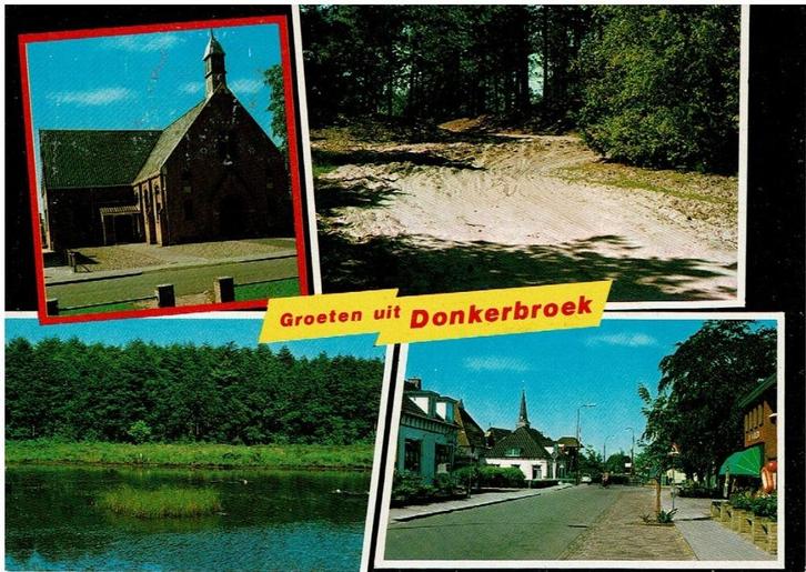 Ansichtkaart Donkerbroek, kerk, straatje, Verzamelen, Ansichtkaarten | Nederland, Ongelopen, Friesland, 1980 tot heden, Ophalen of Verzenden