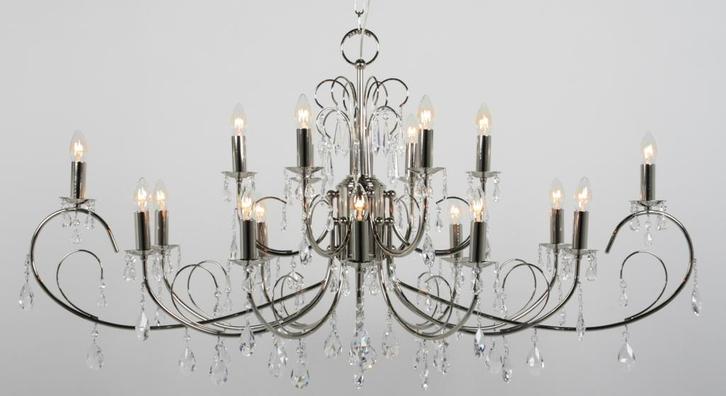 Prachtige Le Clercq & Bouwman kroonluchter 18 lamps kristal, Huis en Inrichting, Lampen | Kroonluchters, Zo goed als nieuw, Ophalen