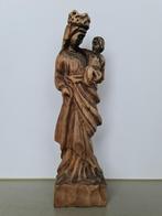 vintage houtsnijwerk hout houten maria-beeld met kind, Antiek en Kunst, Antiek | Religie, Ophalen of Verzenden