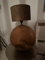 Hout lamp met grijs kap, Huis en Inrichting, Lampen | Tafellampen, Ophalen of Verzenden, Zo goed als nieuw, Hout, Minder dan 50 cm