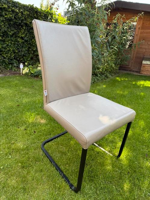 Drie grijze leren movani eetkamerstoelen, Huis en Inrichting, Stoelen, Zo goed als nieuw, Drie, Grijs, Ophalen