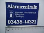 sticker oud ALARM AVD Rijkspolitie driebergen oldtimer auto, Verzamelen, Verzenden, Zo goed als nieuw, Bedrijf of Vereniging