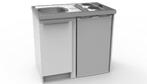 RVS werkblad CPAT1000 met spoelbak + elektrische kookplaat, Ophalen, Nieuw, 50 tot 100 cm, Grijs
