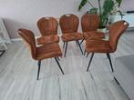 5 luxe cognac industriële eetkamerstoelen., Huis en Inrichting, Stoelen, Ophalen, Zo goed als nieuw, Bruin