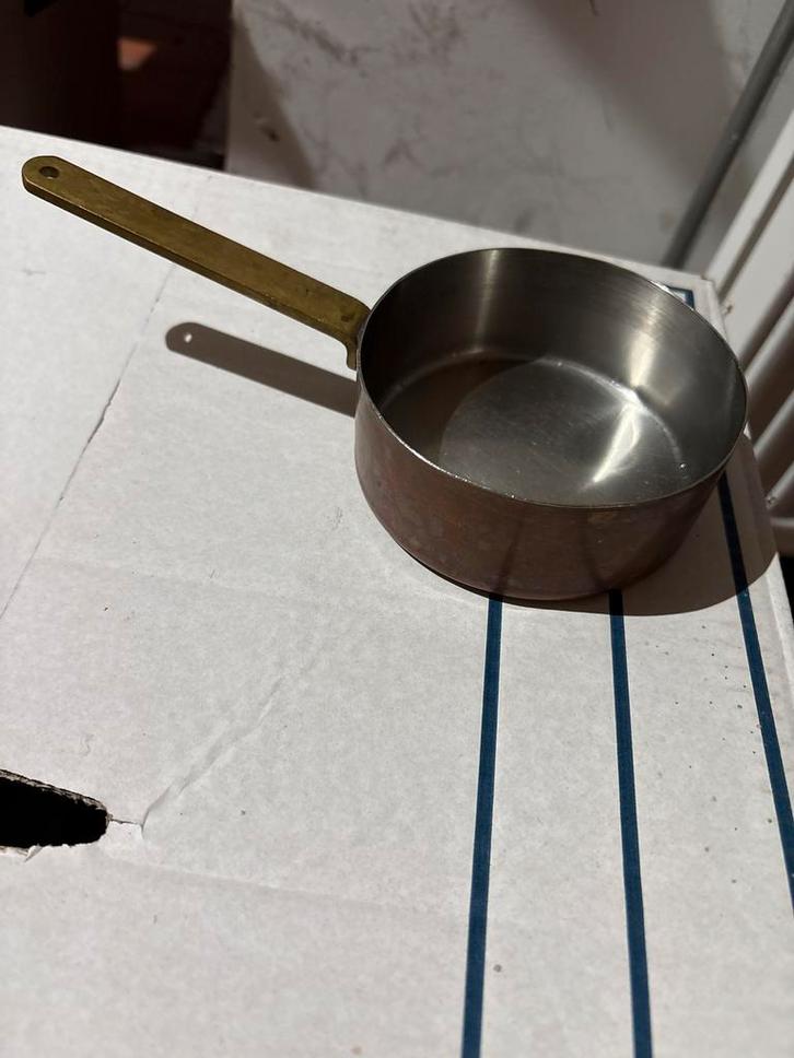 Koperen steelpannetjes - RVS binnenkant, Huis en Inrichting, Keuken | Potten en Pannen, Gebruikt, Koekenpan of Braadpan, Rvs, Inductieplaat
