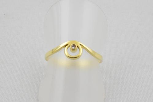 14 karaat gouden ring met Diamant 2095-G, Sieraden, Tassen en Uiterlijk, Ringen, Gebruikt, Dame, 18 tot 19, Goud, Goud, Met edelsteen