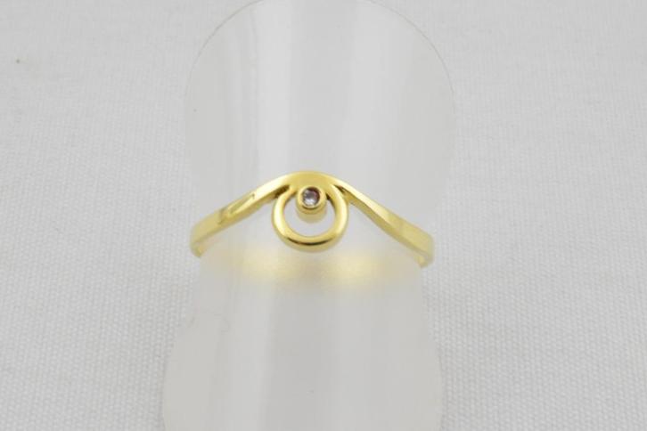 14 karaat gouden ring met Diamant 2095-G, Sieraden, Tassen en Uiterlijk, Ringen, Gebruikt, Dame, 18 tot 19, Goud, Goud, Met edelsteen
