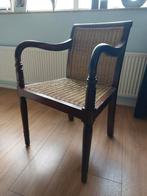 Houten stoel met rotan, Huis en Inrichting, Stoelen, Ophalen, Bruin, Zo goed als nieuw, Eén