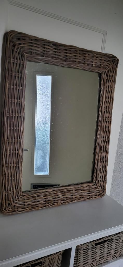 Rieten spiegel (Zonder kast), Ophalen of Verzenden, Gebruikt