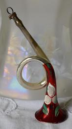 oude/antieke kerstbal trompet met beschildering, Diversen, Kerst, Ophalen of Verzenden, Gebruikt
