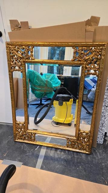 Spiegel met facet geslepen rand kleur antiek goud z.g.a.n beschikbaar voor biedingen