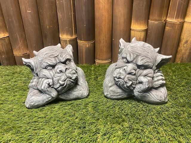 Set (2 ) Gargoyle borstbeelden, Tuin en Terras, Tuinbeelden, Nieuw, Overige typen, Beton, Ophalen