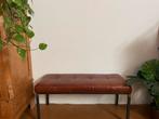 Industrieel leren bankje cognac lederen bank geen leuning, Huis en Inrichting, Banken | Bankstellen, Ophalen, Tweepersoons, 75 tot 100 cm
