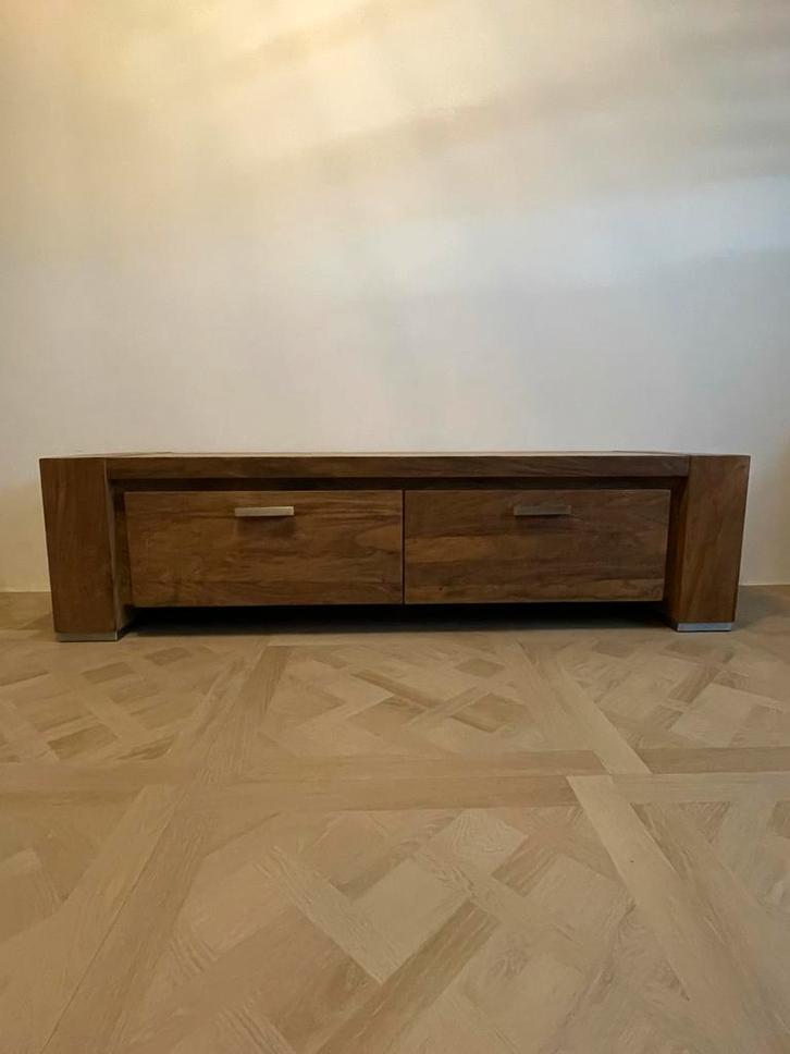 Massief Eiken TV Meubel met Opbergruimte, Huis en Inrichting, Kasten | Televisiemeubels, Gebruikt, Minder dan 100 cm, 150 tot 200 cm