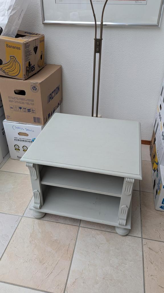 Grenen Bijzettafel Warm Grijs, Huis en Inrichting, Tafels | Salontafels, Gebruikt, Minder dan 50 cm, Minder dan 50 cm, Minder dan 50 cm