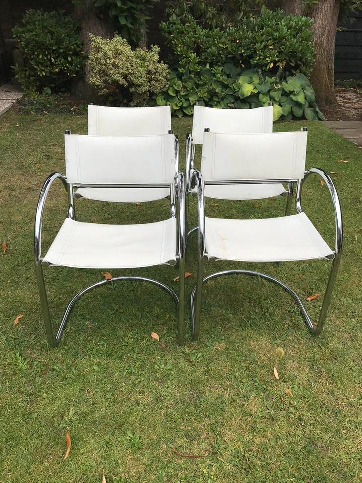 4 x design buis frames stoelen, vermoederlijk Italiaans., Huis en Inrichting, Fauteuils, Gebruikt, Metaal, Overige materialen