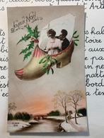 23-12-1922 Joyeux Noël - dame en heer in klomp met m maretak, Ophalen of Verzenden, 1920 tot 1940, Gelopen, Feest(dag)